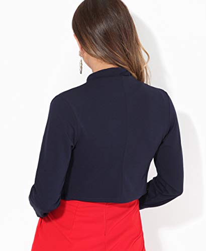KRISP Bolero Mujer Fiesta Tallas Grandes Torera Chaqueta Corta Boda Elegante Barata Noche Vestir Manga, Azul Marino (3814), 36 EU (08 UK), 3814-NVY-08
