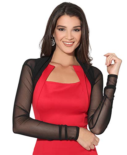KRISP Bolero Mujer Fiesta Torera Manga Tallas Grandes Barato Punto Barato Punto Boda Transparente, (Negro (7537), 42 EU (14 UK)), 7537-BLK-14