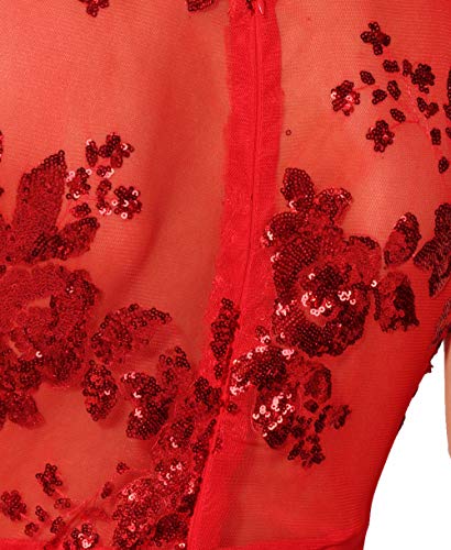 KRISP Mono Mujer Invitada Boda Elegante Barato Fiesta Noche Tallas Grandes Pitillo Vestir, (Rojo (5747), L), 5747-RED-L