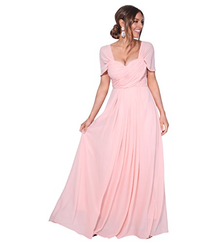 KRISP Vestido Fiesta Largo Talla Grande Boda Elegante Plisado Noche, (Rosa (4815), 42 EU (14 UK)), 4815-PNK-14, Rosa (4815), 42 EU (14 UK), 4815-PNK-14