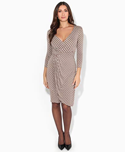 KRISP Vestido Moda Mujer Fruncido, Moca (6487), 44, 6487-MOC-16