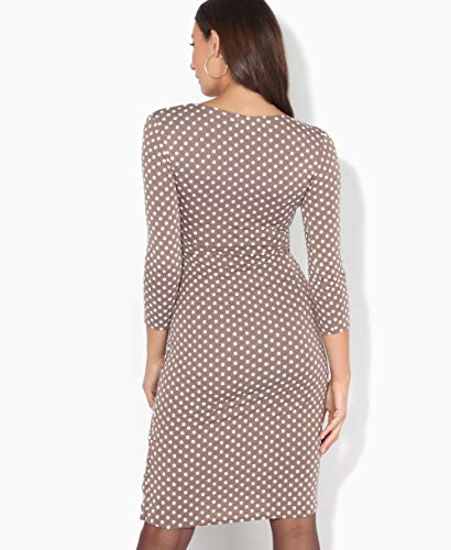 KRISP Vestido Moda Mujer Fruncido, Moca (6487), 44, 6487-MOC-16