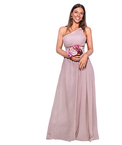 KRISP Vestido Mujer Fiesta Largo Talla Grande Hombro Descubierto Invitada Boda Dama, Topo (4814), 36 EU (08 UK), 4814-TAU-08