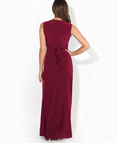 KRISP Vestido Mujer Largo Tallas Grandes Barato Sin Manga Boda Noche Cóctel Fiesta Elegante, Burdeos, 46 EU (18 UK), 3278-WIN-18