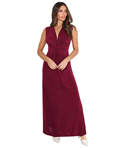 KRISP Vestido Mujer Largo Tallas Grandes Barato Sin Manga Boda Noche Cóctel Fiesta Elegante, Burdeos, 46 EU (18 UK), 3278-WIN-18