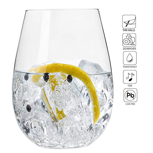 Krosno Grande Copas de Vino Blanco sin Tallo | Conjunto 6 Piezas | 500 ML | Harmony Collection Uso en Casa, Restaurante y en Fiestas | Apto para Microondas y Lavavajillas