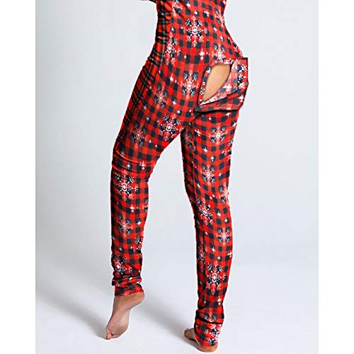 KUANDARM Pijama Sexy para Mujer Traje de Pijama para Mujer con Trasero Abierto, Sexy Manga Larga Impreso Mono de una Pieza Mono Pijama en General (H,M)