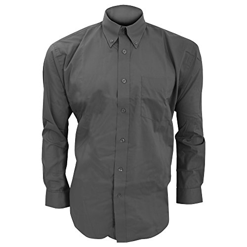 KUSTOM KIT - Camisa de Manga Larga Formal Modelo Oxford Corporate Hombre Caballero - Fiesta/Trabajo/Eventos (Cuello 43cm) (Verde Botella)
