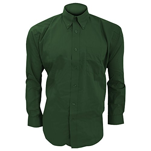 KUSTOM KIT - Camisa de Manga Larga Formal Modelo Oxford Corporate Hombre Caballero - Fiesta/Trabajo/Eventos (Cuello 43cm) (Verde Botella)
