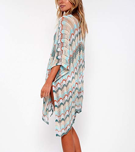 L-Peach Crochet Pareo Túnica de Playas de Algodón para Mujer Bikini Coverups Net Beachwear