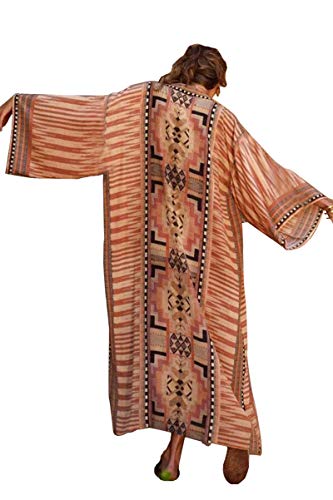 L-Peach Kimono Bohemio para Mujer Ropa de Salón Batas de Gran Tamaño Vestido de Playa Pareos