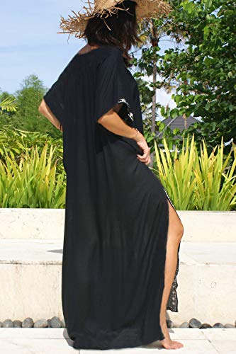 L-Peach Vestido Largo de Playa Kaftan Pareo de Algodón Bikini Cover Up