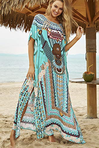 L-Peach Vestido Largo de Playa Mujer, Multicolor, Talla Ãºnica