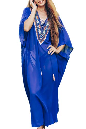 L-Peach Vestido Largo de Playa Pareo Kimono Maxi Kaftan Bikini Cover Up de Mujer