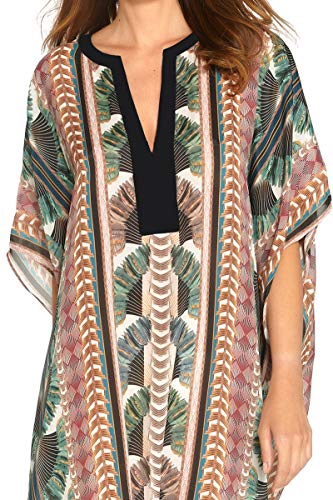 L-Peach Vestido Largo Kaftan Maxi de Playa Pareo Bikini Cover Up para Mujer