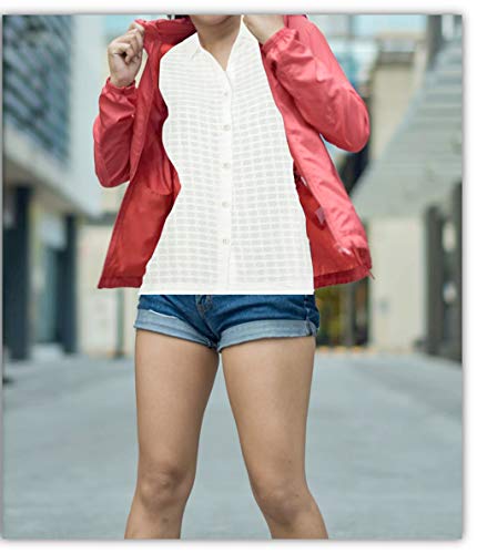 LA LEELA Camisa Hawaiana para Las Mujeres con Botones de Manga Corta de algodón Bordado Aloha Llanura M - ES Tamaño :- 44-46 Ghosts Blanco_AA187