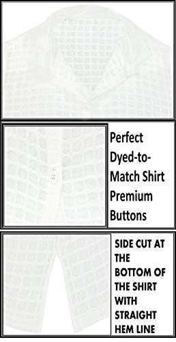 LA LEELA Camisa Hawaiana para Las Mujeres con Botones de Manga Corta de algodón Bordado Aloha Llanura M - ES Tamaño :- 44-46 Ghosts Blanco_AA187