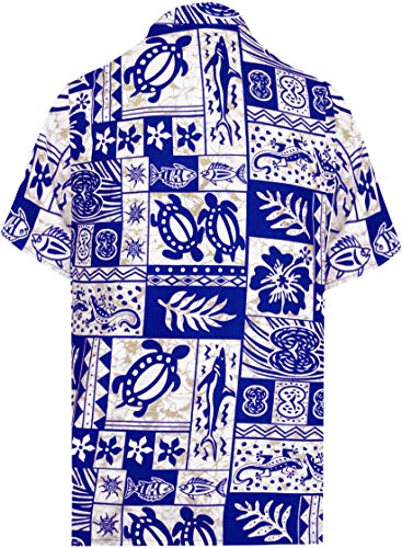 LA LEELA Casual Hawaiana Camisa para Hombre Señores Manga Corta Bolsillo Delantero Surf Palmera Caballero Playa Aloha XL-(in cms):121-132 Ghosts Blanco_W128