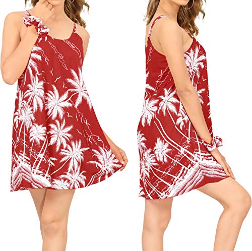 LA LEELA Encubrimiento del Tanque del Verano Camiseta Ocasional Vestidos de Camisa de la Playa de Las Mujeres Rojo_Z59 XL