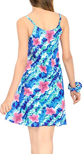 LA LEELA las Mujeres más el Vestido de Boda del Vestido de Invitados Playa de Mini Verano Azul_Z30 XL