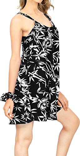 LA LEELA las Mujeres más el Vestido de Boda del Vestido de Invitados Playa de Mini Verano Negro_Z37 M