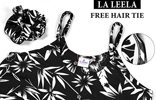 LA LEELA las Mujeres más el Vestido de Boda del Vestido de Invitados Playa de Mini Verano Negro_Z37 M