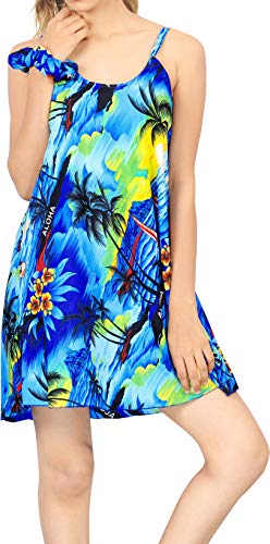 LA LEELA tamaño más el Vestido de Boda del Vestido de Invitados Playa Mini Verano de Las Mujeres Azul_Z4 M