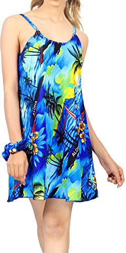 LA LEELA tamaño más el Vestido de Boda del Vestido de Invitados Playa Mini Verano de Las Mujeres Azul_Z4 M