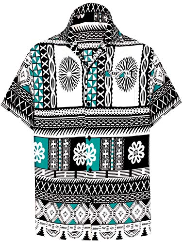LA LEELA Vacaciones Tema de Ropa de Playa Fiesta Hawaiana de los Hombres Camisa Hawaiana Verde_AA104 L-Pecho Contorno (in cms):111-121