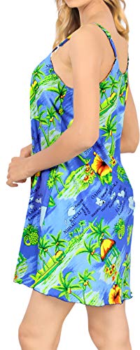 LA LEELA Vestido de Invitados de la Boda Vestido de la Playa de Mini Verano de Las Mujeres Azul Real_Z17 XL