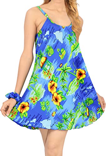 LA LEELA Vestido de Invitados de la Boda Vestido de la Playa de Mini Verano de Las Mujeres Azul Real_Z17 XL