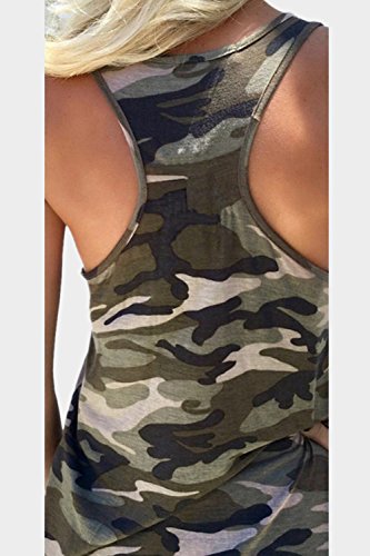La Mujer Camuflaje De Impresión Camiseta Sin Mangas Racer Back Tank Top Green L
