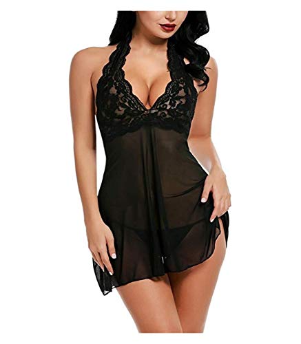 La Ropa Interior Creativa Pijama de Cuello en V Vestido de Encaje de la Ropa Interior Abierta hacia atrás Atractivo de los Pijamas Pijamas de Las Mujeres (Color : Purple, Size : XL)