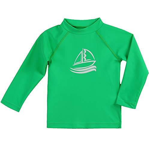 LACOFIA Traje de baño Infantil Camiseta de baño de Manga Corta para niños Rashguard con protección Solar UPF 50 + Secado rapido Verde 104