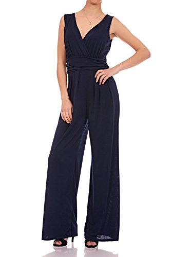 Laeticia Dreams Mono elegante para mujer, cuello en V, tallas S, M, L, XL azul marino 44