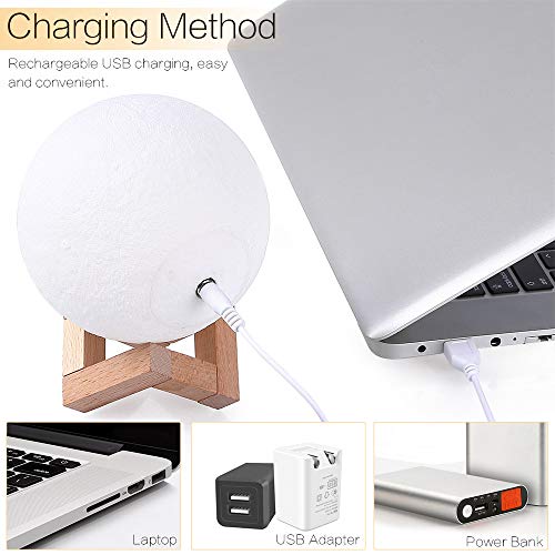Lámpara de Luna, AGM 16 Colores LED Luz Luna, 15cm Lampara Luna Nocturna Control Remoto & Táctil, Cargador USB Lámpara de Ambiente para Regalo de Fiesta