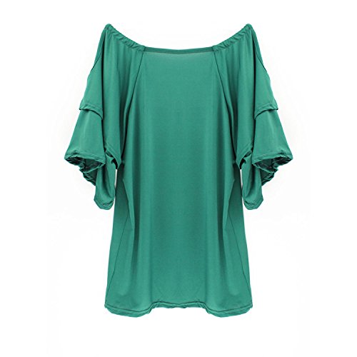 Landove Imperio Llanura de cuello redondo manga corta blusa de maternidad grande Negro Pequeñas para Chicas Green 02 M