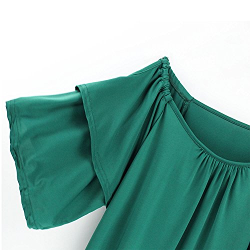 Landove Imperio Llanura de cuello redondo manga corta blusa de maternidad grande Negro Pequeñas para Chicas Green 02 M