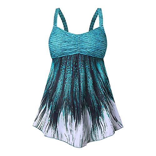 LANSKIRT Bañadores con Falda Mujer Tankini Traje de Baño Tallas Grande Ropa de Playa Estampado de Borla Bikinis 2020 Verano Trikini Biquini Vikinis de Playa Tallas Grande S-5XL