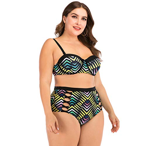 LANSKIRT Mujer Conjunto de Bikini Dos Piezas Tallas Grande Figura Geométrica Bañadores Sexy Trajes de Baño para Gorditas Vikinis Baño Playa Bañador Ropa de Playa Verano Elegante L-4XL