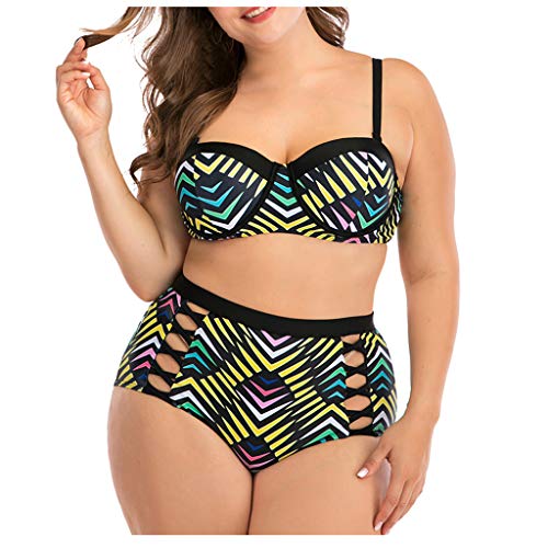 LANSKIRT Mujer Conjunto de Bikini Dos Piezas Tallas Grande Figura Geométrica Bañadores Sexy Trajes de Baño para Gorditas Vikinis Baño Playa Bañador Ropa de Playa Verano Elegante L-4XL