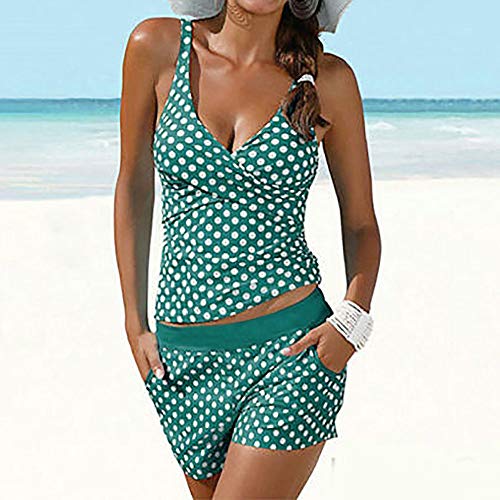 LANSKIRT_Bikinis Bikini Mujer 2019 Tanga Mujer Tops De Traje De BañO Bikini De Color Liso Punto De Onda con Braguitas Conjunto De 2 Piezas SeñOrita Trajes BañO para Mujeres Tops Bikini