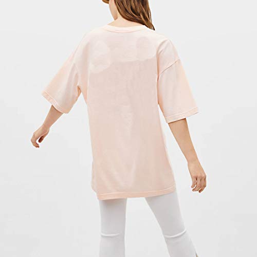 Largas Camisetas Mujer Verano Moda Blanco Negro Algodón Basicas Anchas Túnica Camisas Tops Tallas Grandes Oversize (Rosa, x-Large)