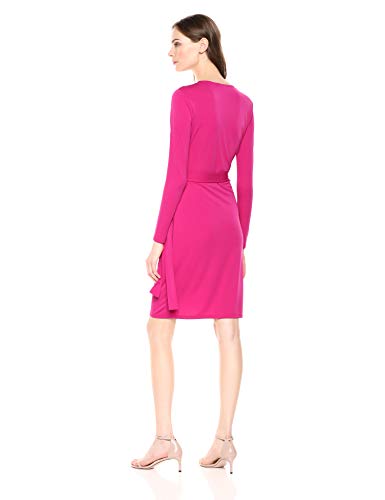 Lark & Ro Classic Long Sleeve Wrap Dress vestido, rosa cereza, XL