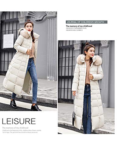 Las Mujeres Acolchadas Largas Abrigos De Parka De Piel Sintética con Capucha Puffer Abrigos Acolchados Invierno Outwear Blanco XS