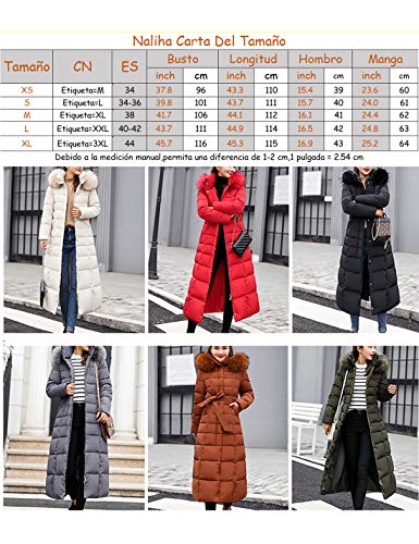 Las Mujeres Acolchadas Largas Abrigos De Parka De Piel Sintética con Capucha Puffer Abrigos Acolchados Invierno Outwear Blanco XS