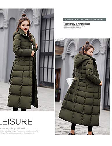 Las Mujeres Acolchadas Largas Abrigos De Parka De Piel Sintética con Capucha Puffer Abrigos Acolchados Invierno Outwear Ejército Verde XS