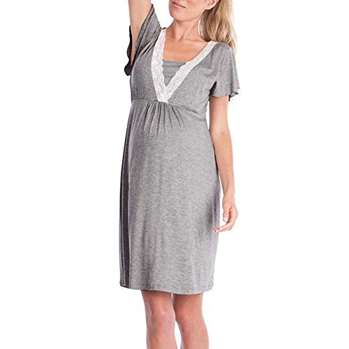 Las Mujeres De La Madre del Cordón del Lactante Vintage Embarazo Bebé Ocasional para El Vestido De Pijama De Maternidad En 2In1 Maternidad Fruncido Vestido De Patinador De Enfermería