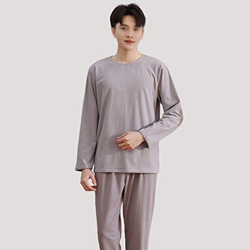 LASIMAO Conjuntos de Pijamas para Hombre, Conjuntos de Ropa de Dormir de algodón, Juegos de Vestimenta doméstica Conjuntos de Pijamas de Rayas de Ropa de Dormir de Manga Larga,Q,XL