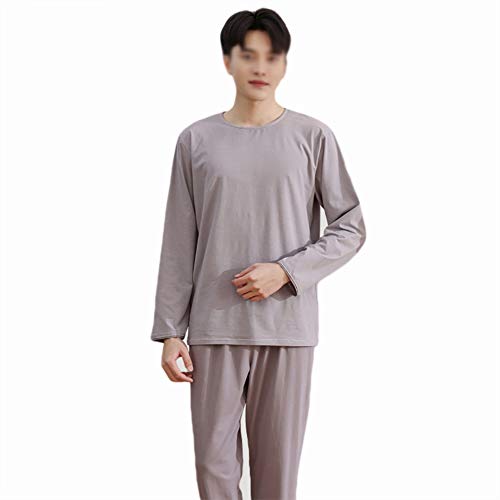 LASIMAO Conjuntos de Pijamas para Hombre, Conjuntos de Ropa de Dormir de algodón, Juegos de Vestimenta doméstica Conjuntos de Pijamas de Rayas de Ropa de Dormir de Manga Larga,Q,XL